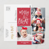 Vrolijk en helder | Witte typografie Kerstmis Briefkaart (Voorkant / Achterkant)