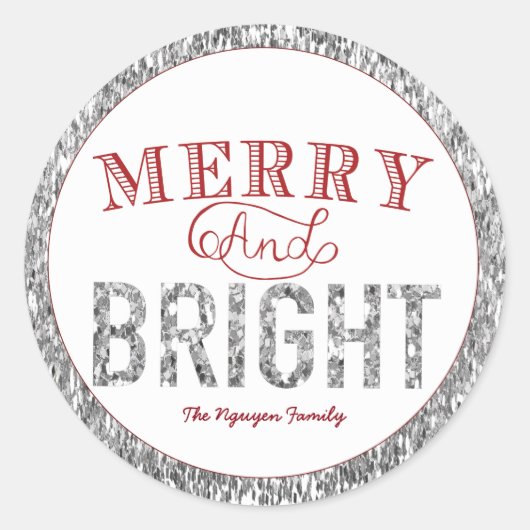 Vrolijk en helder, zilveren glitter en rode labels (Voorkant)