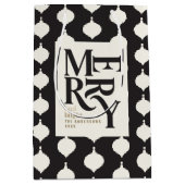 Vrolijk en helder zwart en goud vintage kerst medium cadeauzakje (Voorkant)