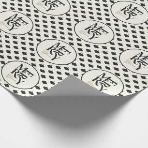 Vrolijk en helder zwart en gouden Kerstmis Cadeaupapier