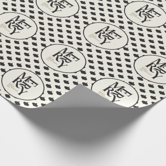 Vrolijk en helder zwart en gouden Kerstmis Cadeaupapier (Hoek)