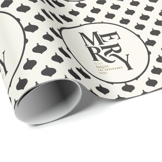 Vrolijk en helder zwart en gouden Kerstmis Cadeaupapier (Rol Hoek)