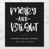 Vrolijk en helder zwart vakantie wijn label wijn etiket (Enkel label)