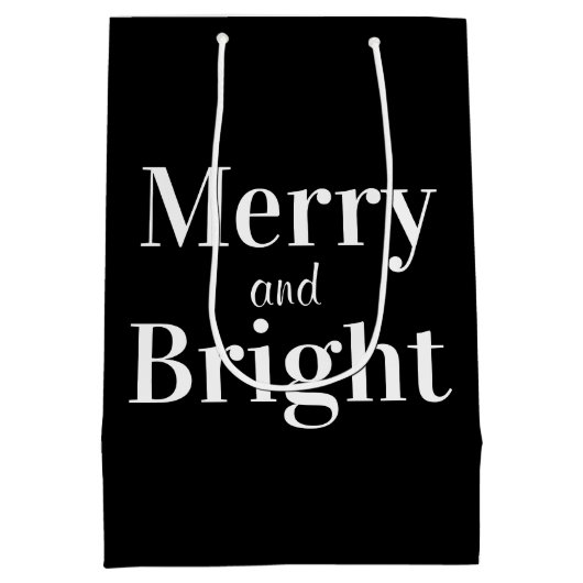 Vrolijk en helder zwart wit vakantie Kerstmis Medium Cadeauzakje (Achterkant)