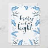 Vrolijk en Helderblauw Holly Kerstmis Feestdagenkaart (Voorkant)