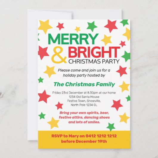 Vrolijk en helderrood met kerstfeestster kaart (Voorkant)