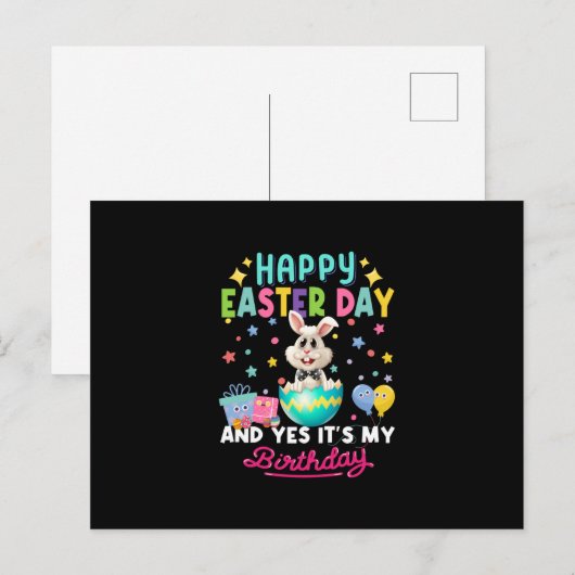 Vrolijk en ja, het is mijn verjaardagskonijn briefkaart (Voorkant / Achterkant)