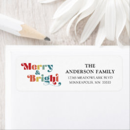 Vrolijk en kleurrijk kerstfeest etiket