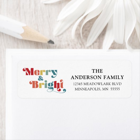 Vrolijk en kleurrijk kerstfeest etiket (Insitu)