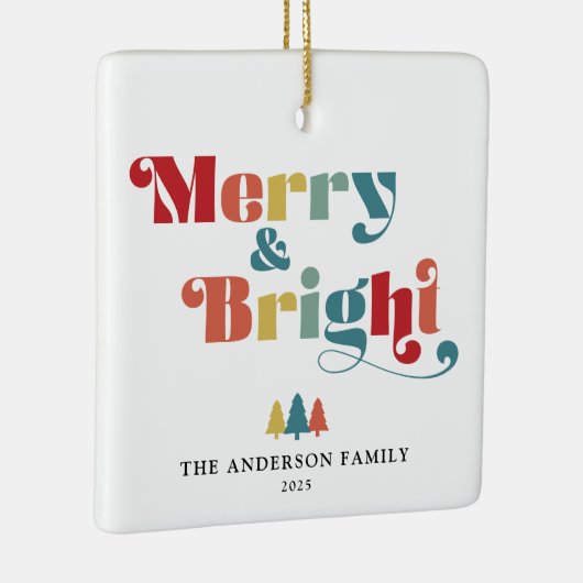 Vrolijk en kleurrijk kerstfeest keramisch ornament (Rechts)