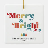 Vrolijk en kleurrijk kerstfeest keramisch ornament (Achterkant)