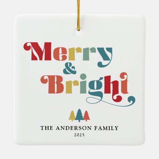 Vrolijk en kleurrijk kerstfeest keramisch ornament (Achterkant)
