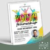 Vrolijk en kleurrijk Youth Fellowship Kerk Event Flyer