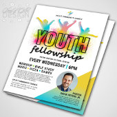 Vrolijk en kleurrijk Youth Fellowship Kerk Event Flyer