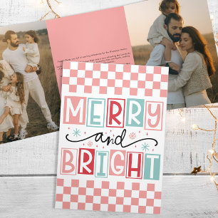 Vrolijk en licht trendy  retro familie foto drieluik wenskaart