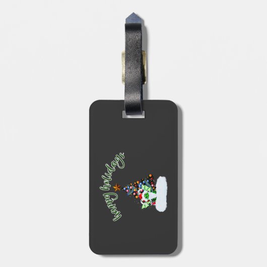 Vrolijk en magisch kerstfeest met een draak twist bagagelabel (Achterkant verticaal)