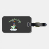 Vrolijk en magisch kerstfeest met een draak twist bagagelabel (Achterkant horizontaal)