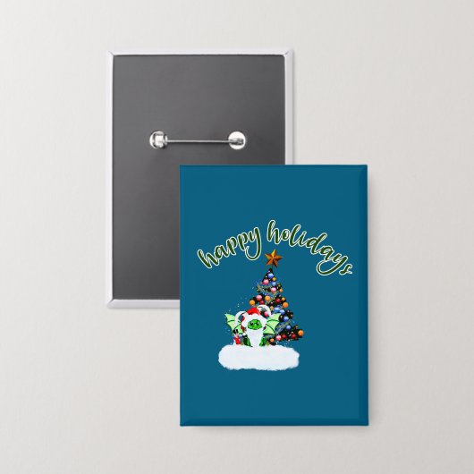 Vrolijk en magisch kerstfeest met een draak twist button (Voorkant / Achterkant)