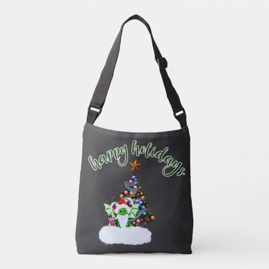Vrolijk en magisch kerstfeest met een draak twist crossbody tas (Voorkant)