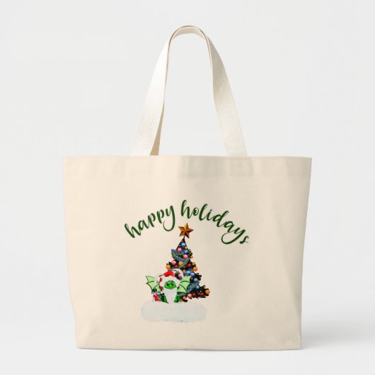 Vrolijk en magisch kerstfeest met een draak twist grote tote bag (Voorkant)