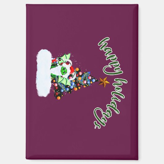 Vrolijk en magisch kerstfeest met een draak twist magneet (Voorkant)