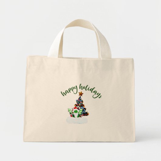 Vrolijk en magisch kerstfeest met een draak twist mini tote bag (Voorkant)