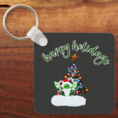 Vrolijk en magisch kerstfeest met een draak twist sleutelhanger (Voorkant)