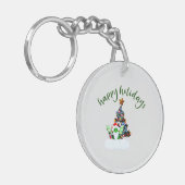 Vrolijk en magisch kerstfeest met een draak twist sleutelhanger (Voorkant Links)