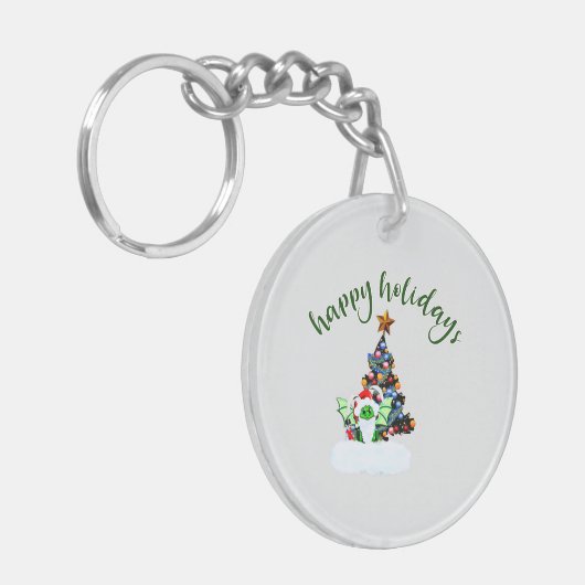 Vrolijk en magisch kerstfeest met een draak twist sleutelhanger (Voorkant Links)