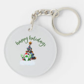 Vrolijk en magisch kerstfeest met een draak twist sleutelhanger (Achterkant)