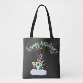 Vrolijk en magisch kerstfeest met een draak twist tote bag (Voorkant)
