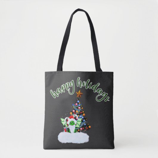 Vrolijk en magisch kerstfeest met een draak twist tote bag (Voorkant)