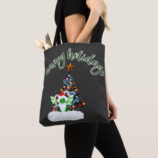 Vrolijk en magisch kerstfeest met een draak twist tote bag (Dichtbij)