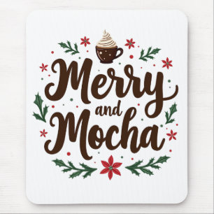 Vrolijk en Mocha Drink Kerstkoffie Xmas Muismat