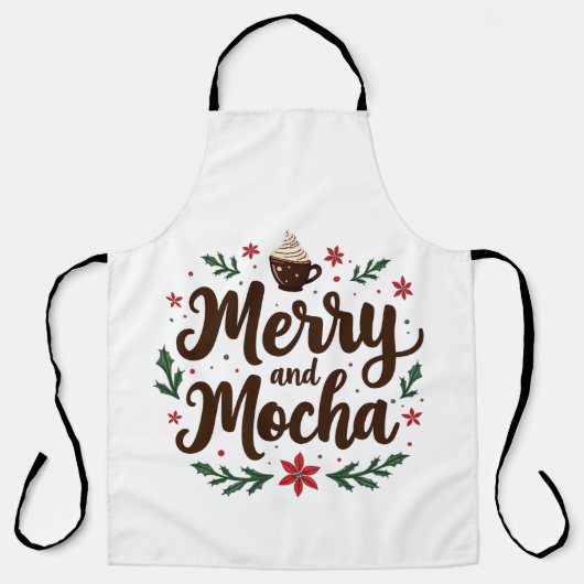 Vrolijk en Mocha Drink Kerstkoffie Xmas Schort (Voorkant)