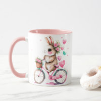 Vrolijk en romantisch konijntje op de fiets