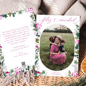 Vrolijk en roze foto Feliz Navidad Kaart