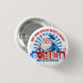 Vrolijk en stralend kerstfeest  kerstman ronde button 3,2 cm (Voorkant /achterkant)
