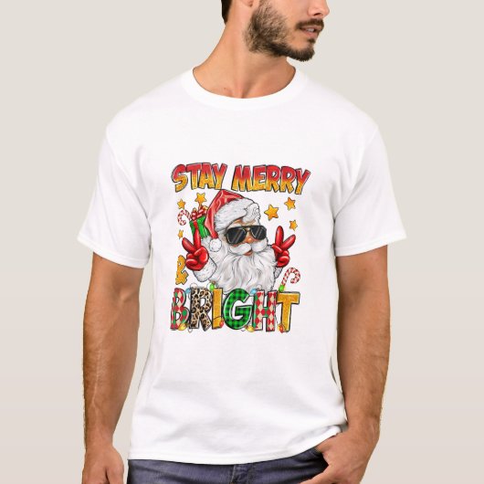 Vrolijk en stralend Kerstman T-shirt (Voorkant)