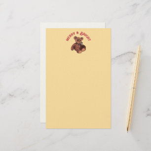 Vrolijk en Stralend Knuffel Beer Winter Vakantie Briefpapier