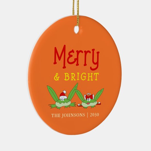 Vrolijk en stralend Schattige kerstfeest Keramisch Ornament (Rechts)