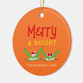 Vrolijk en stralend Schattige kerstfeest Keramisch Ornament (Links)