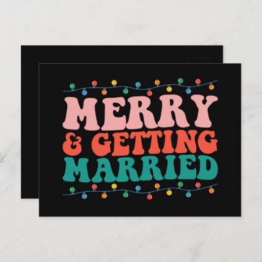 Vrolijk en trouwen paar kerst groovy briefkaart (Voorkant / Achterkant)