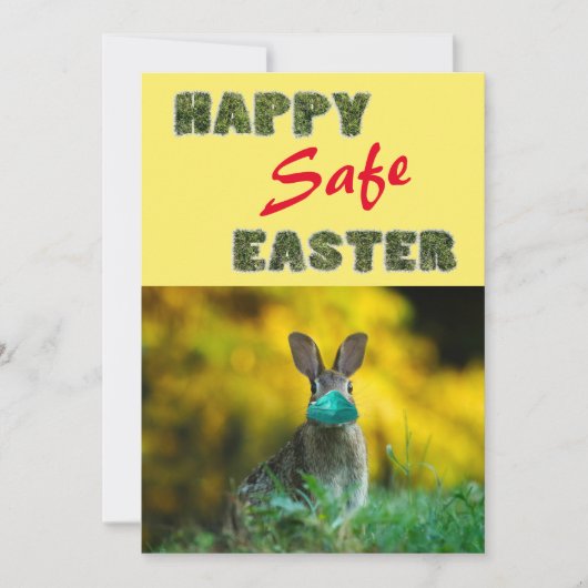 Vrolijk en veilig Pasen | Cute Funny Rabbit met Ma Feestdagenkaart (Voorkant)