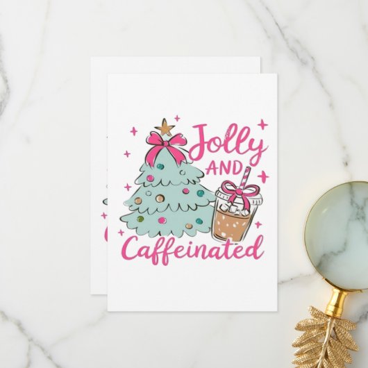 Vrolijk en vol cafeïne bedankkaart (Voorkant / Achterkant in situ)
