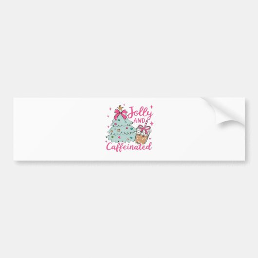 Vrolijk en vol cafeïne bumpersticker (Voorkant)