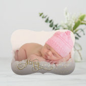 Vrolijk en vreugdevol Baby Glitter Star Foto Kerst Feestdagenkaart (Staand voorkant)