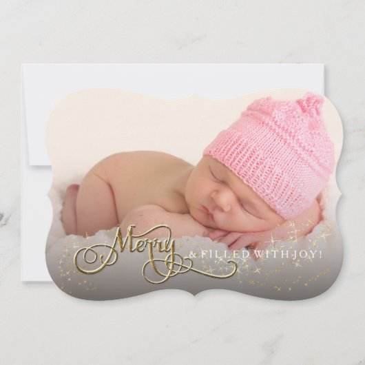 Vrolijk en vreugdevol Baby Glitter Star Foto Kerst Feestdagenkaart (Voorkant)