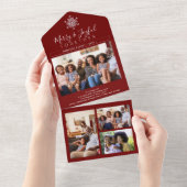 Vrolijk en vreugdevol samen 4 foto rustieke kerst all in one uitnodiging (Afscheurbaar)