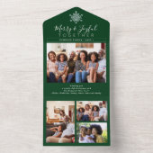 Vrolijk en vreugdevol samen 4 foto rustieke kerst all in one uitnodiging (Binnen)